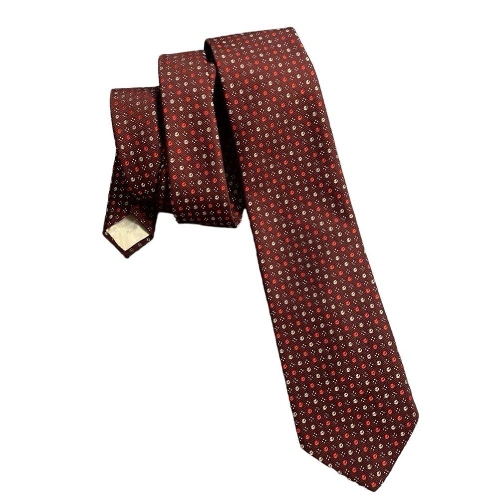 Christian Dior Burgundy Cream Dot Tie